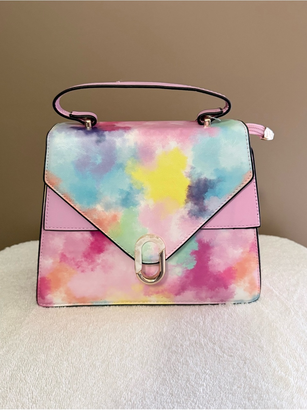 Pastel Watercolor Top-Handle Satchel - Pink Multi
